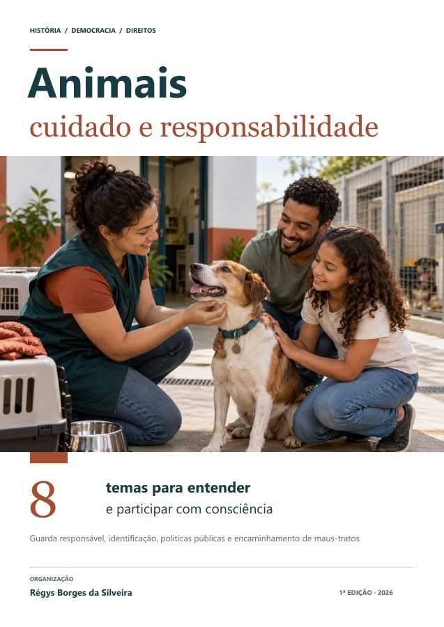 Capa da cartilha Animais e responsabilidade: cuidado, proteção e convivência