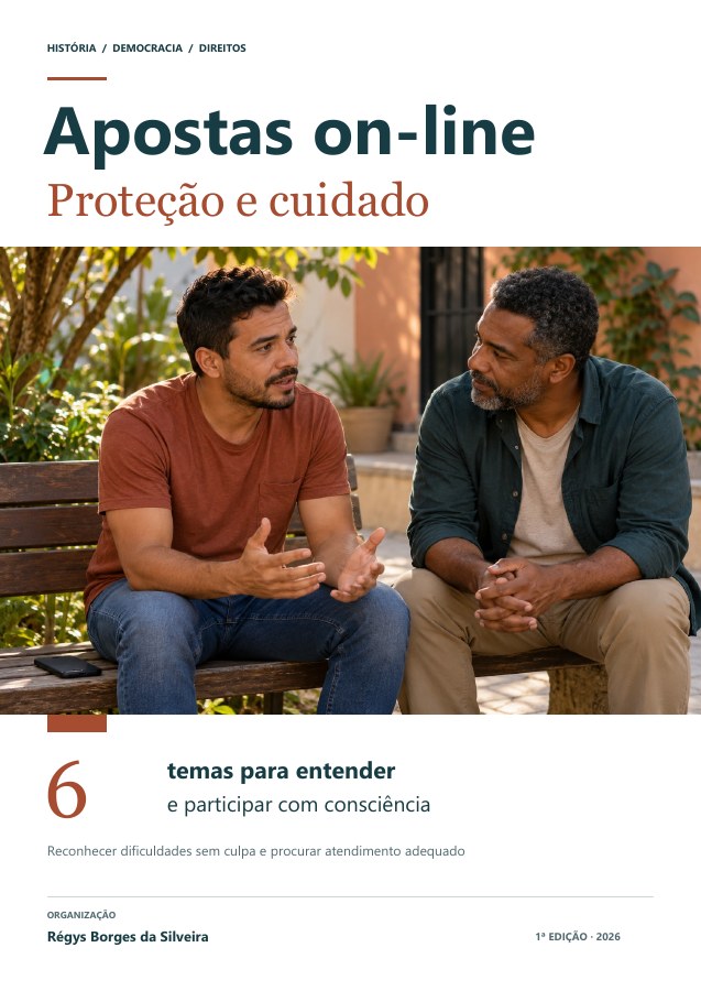 Capa da cartilha Apostas on-line: dinheiro, cuidado e busca de apoio