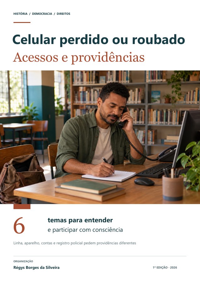 Capa da cartilha Celular perdido ou roubado: proteger acessos e acompanhar providências