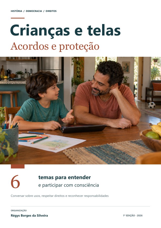 Capa da cartilha Crianças e telas: acordos, jogos e proteção