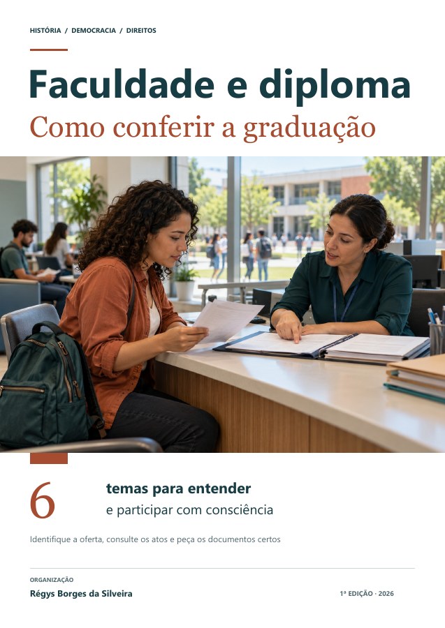 Capa da cartilha Faculdade e diploma: conferir instituição, curso e regularidade