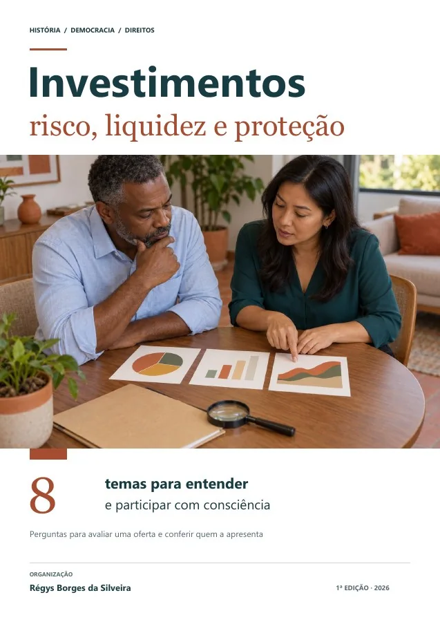 Capa de Investimentos sem promessas: risco, liquidez e proteção