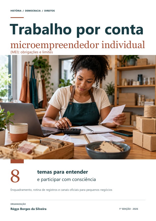 Capa da cartilha Trabalhar por conta própria: microempreendedor individual (MEI), obrigações e limites