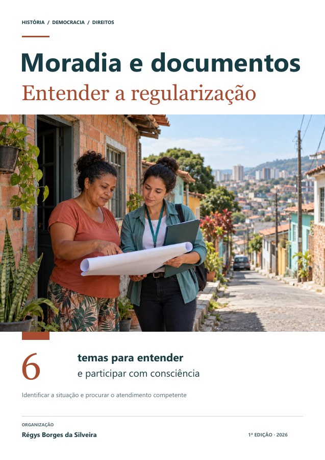 Capa da cartilha Moradia sem documentação regular: entender caminhos e buscar orientação