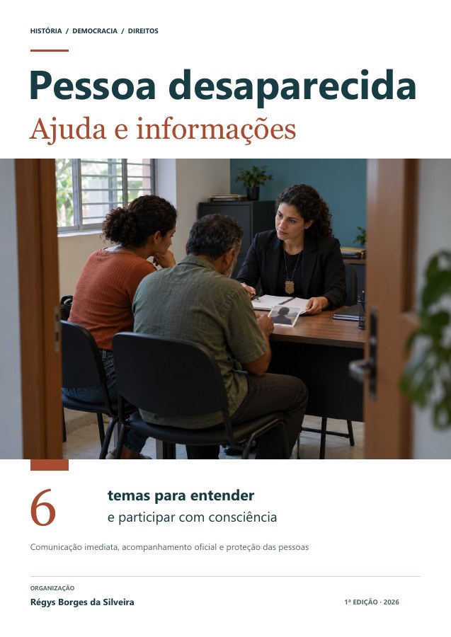 Capa da cartilha Quando alguém desaparece: pedir ajuda e preservar informações