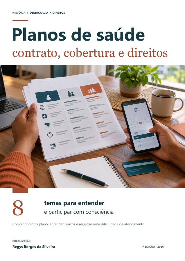 Capa da cartilha Planos de saúde: contrato, cobertura e reclamações