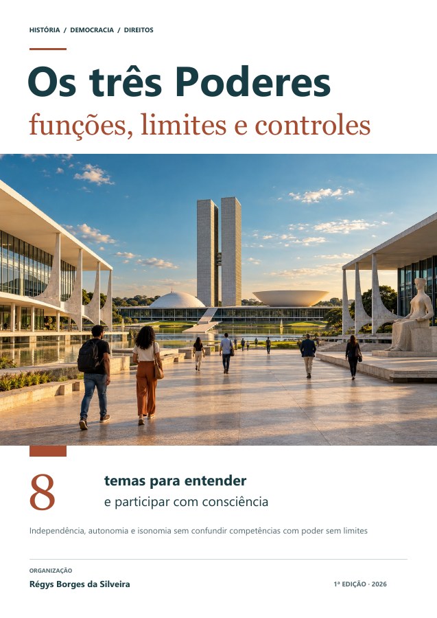 Capa da cartilha Os três Poderes: funções, limites e controles