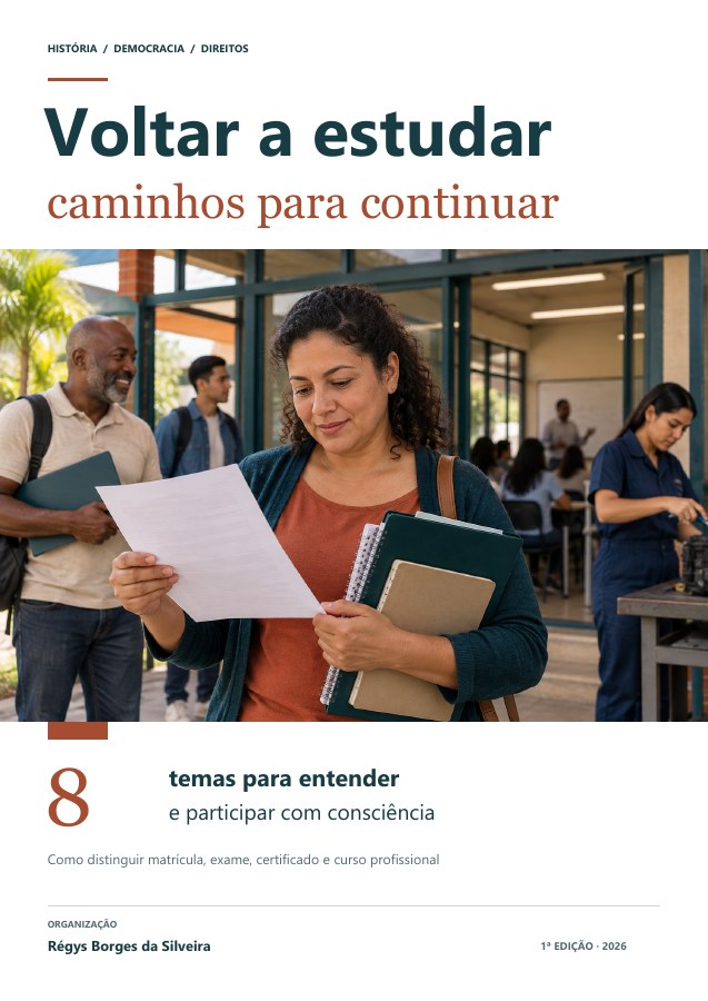 Capa da cartilha Voltar a estudar: educação de jovens e adultos, certificação e formação